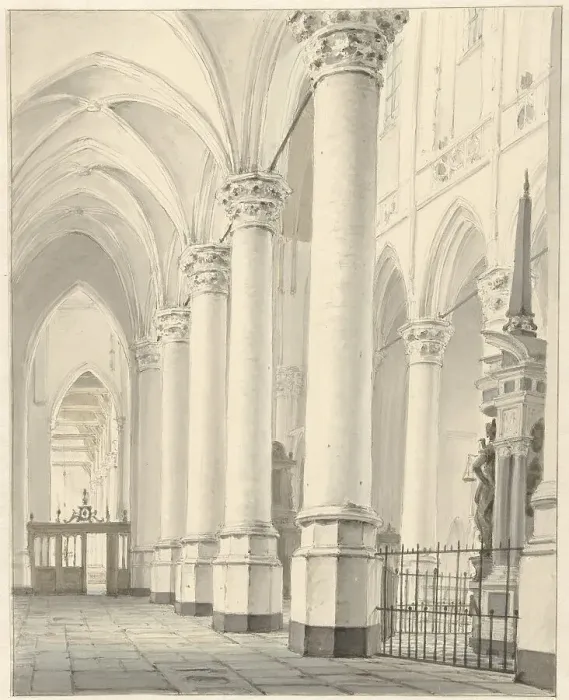 Framed Print : View in the Nieuwe Kerk in Delft, 1819. Creator: Johannes Jelgerhuis Framed Print : View in the Nieuwe Kerk in Delft, 1819. Creator: Johannes Jelgerhuis