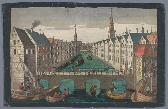 Framed Print : View of the Nikolaifleet opposite St. Nicholas church in Hamburg, 1742-1801. Creator: Anon Framed Print : View of the Nikolaifleet opposite St. Nicholas church in Hamburg, 1742-1801. Creator: Anon