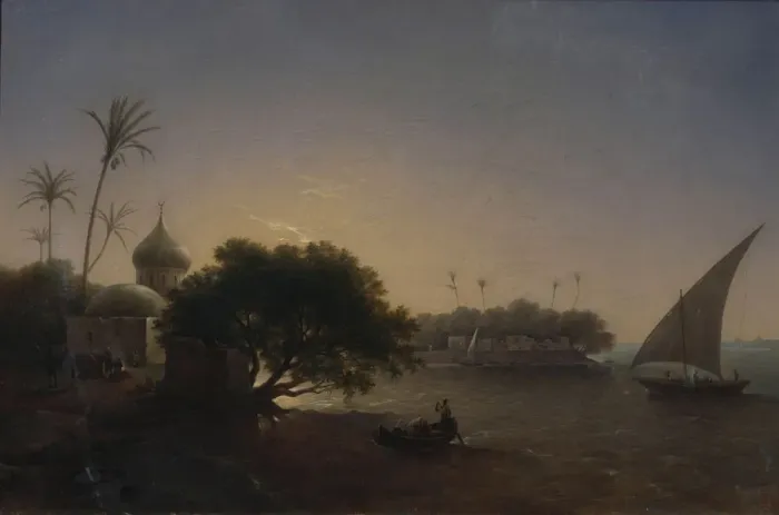 Framed Print : View of the Nile in Egypt, 1851. Artist: Chernetsov, Grigori Grigorievich (1802-1865) Framed Print : View of the Nile in Egypt, 1851. Artist: Chernetsov, Grigori Grigorievich (1802-1865)