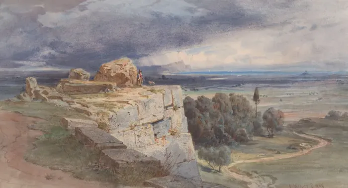 Framed Print : View of Norba from the North, towards San Felice Circeo, 1856 Framed Print : View of Norba from the North, towards San Felice Circeo, 1856