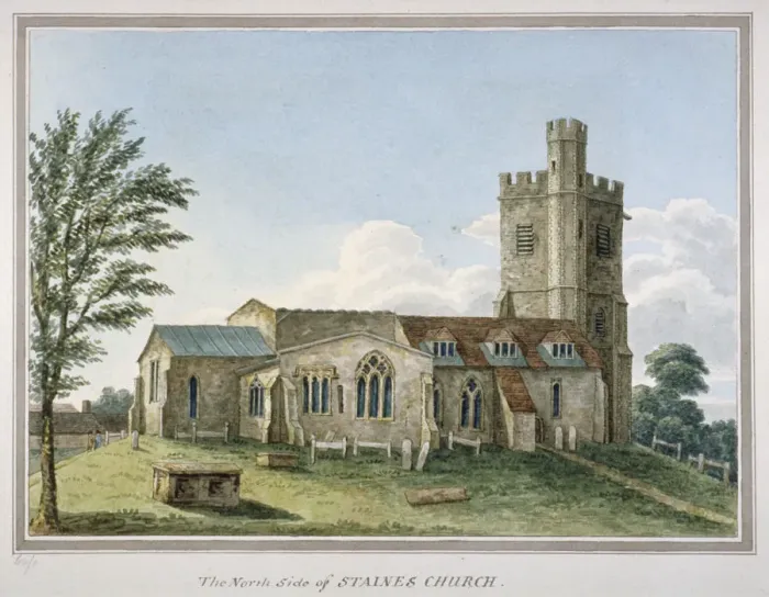 Framed Print : View of the north side of the church of St Mary, Staines, Surrey, c1800 Framed Print : View of the north side of the church of St Mary, Staines, Surrey, c1800
