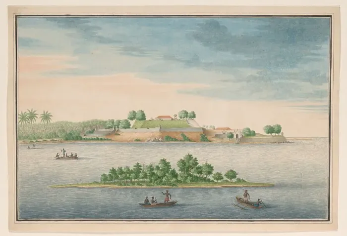 Framed Print : View of the north side of the fort in Kalutara, c.1750. Creator: Anon Framed Print : View of the north side of the fort in Kalutara, c.1750. Creator: Anon