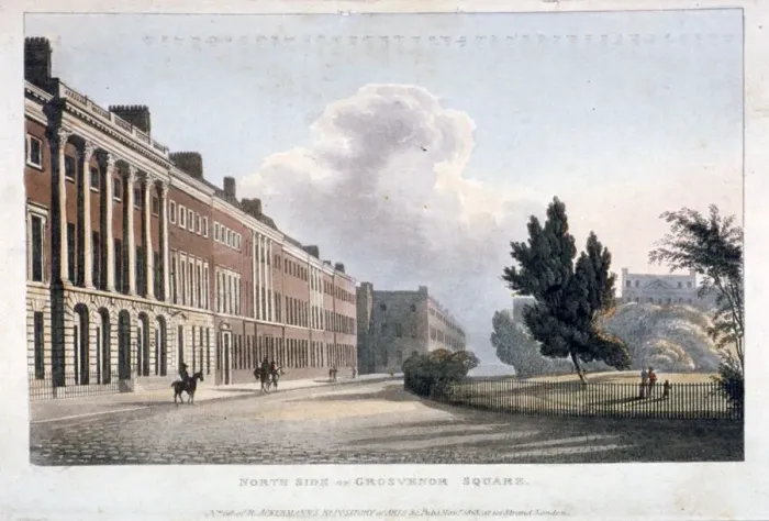 Framed Print : View of the north side of Grosvenor Square, Westminster, London, 1813 Framed Print : View of the north side of Grosvenor Square, Westminster, London, 1813