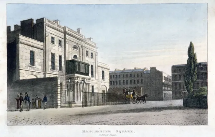 Framed Print : View of the north side of Manchester Square, Marlebone, London, 1813 Framed Print : View of the north side of Manchester Square, Marlebone, London, 1813