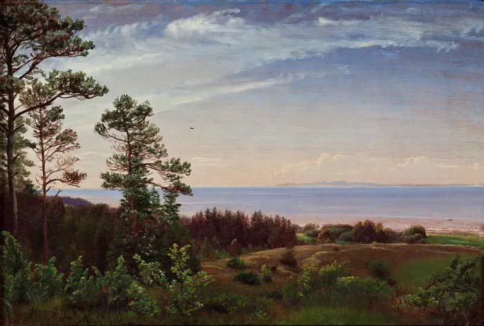 Framed Print : View from the northern coast of Zealand over Kattegat and Kullaberg, c1862. Creator: Peter Christian Thamsen Skovgaard Framed Print : View from the northern coast of Zealand over Kattegat and Kullaberg, c1862. Creator: Peter Christian Thamsen Skovgaard