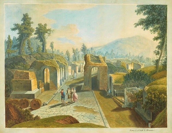 View of the northwest corner of Pompeii with Porta Ercolano, ca 1770. Creator: Smuglewicz, Franciszek (1745-1807)