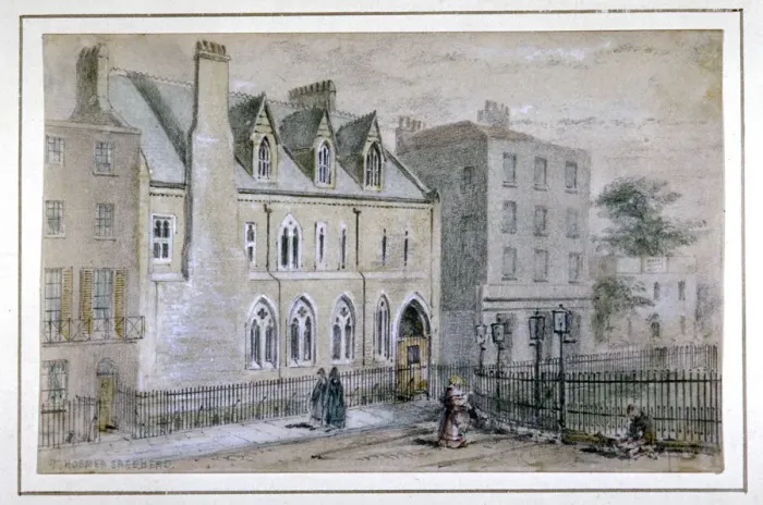 Framed Print : View of a nunnery in Osnaburgh Street, London, c1830. Artist Framed Print : View of a nunnery in Osnaburgh Street, London, c1830. Artist