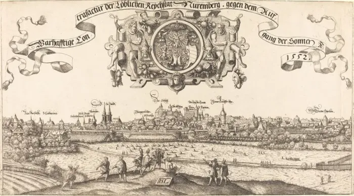 Framed Print : View of Nuremberg from the East [center section], 1552. Creator: Hans Sebald Lautensack