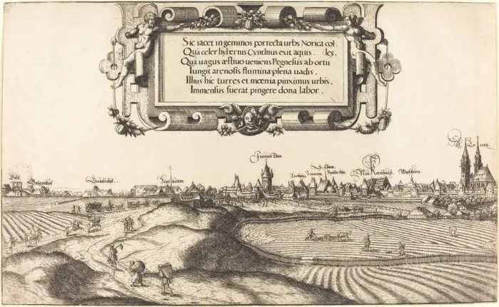 Framed Print : View of Nuremberg from the East [left section], 1552. Creator: Hans Sebald Lautensack