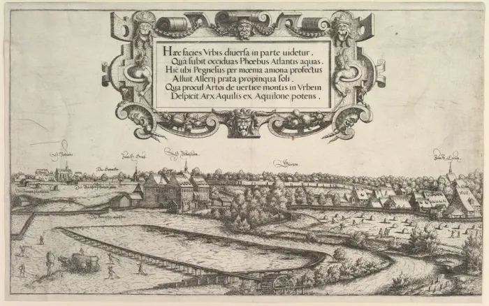 Framed Print : View of Nuremberg from the West, 1552. Creator: Hans Sebald Lautensack Framed Print : View of Nuremberg from the West, 1552. Creator: Hans Sebald Lautensack
