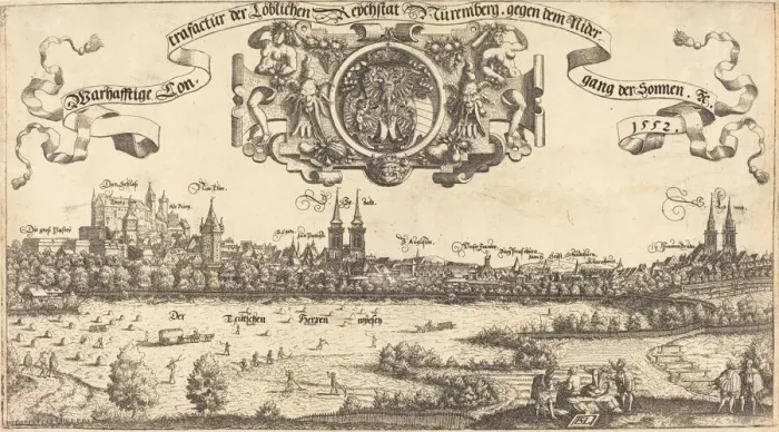 Framed Print : View of Nuremberg from the West [center section], 1552. Creator: Hans Sebald Lautensack