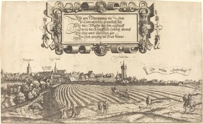 Framed Print : View of Nuremberg from the West [right section], 1552. Creator: Hans Sebald Lautensack