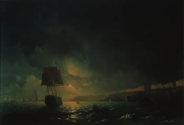 Framed Print : View over Odessa at moonlight night, 1896. Artist: Aivazovsky, Ivan Konstantinovich (1817-1900) Framed Print : View over Odessa at moonlight night, 1896. Artist: Aivazovsky, Ivan Konstantinovich (1817-1900)