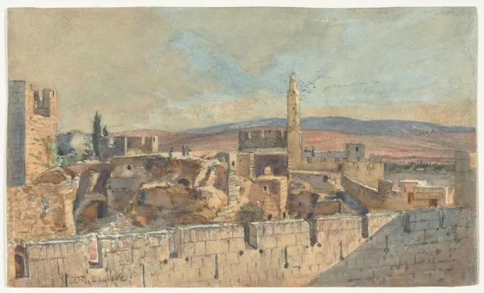 Framed Print : View of the Old City of Jerusalem, 2nd half 1800s. Creator: John Fullylove (British, 1845-1908) Framed Print : View of the Old City of Jerusalem, 2nd half 1800s. Creator: John Fullylove (British, 1845-1908)