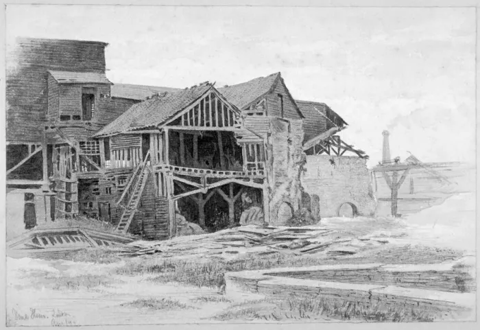 Framed Print : View of the old lime works, Nine Elms, Battersea, London, 1875 Framed Print : View of the old lime works, Nine Elms, Battersea, London, 1875
