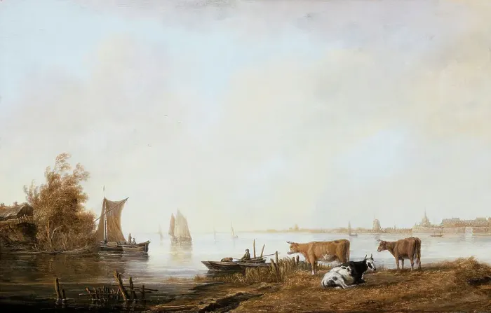 Framed Print : View of the (Old) Maas near Dordrecht, between c1644 and c1645. Creator: Aelbert Cuyp Framed Print : View of the (Old) Maas near Dordrecht, between c1644 and c1645. Creator: Aelbert Cuyp