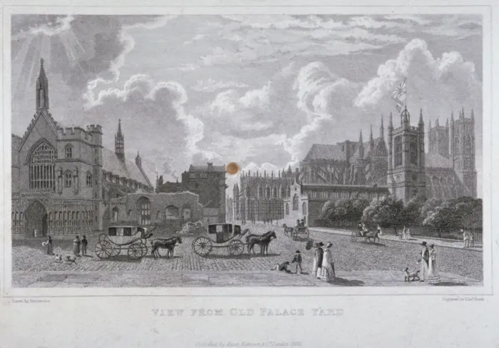 Framed Print : View from Old Palace Yard, Westminster, London, 1825. Artist: Charles Heath Framed Print : View from Old Palace Yard, Westminster, London, 1825. Artist: Charles Heath
