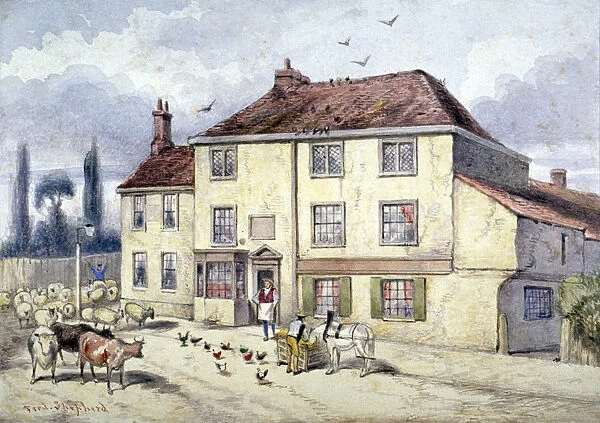View of the old Pied Bull Inn, Islington, London, c1840