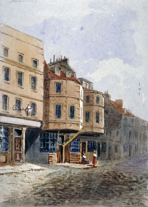 Framed Print : View of Oliver Cromwells house, Clements Lane, Westminster, London, c1840. Artist Framed Print : View of Oliver Cromwells house, Clements Lane, Westminster, London, c1840. Artist