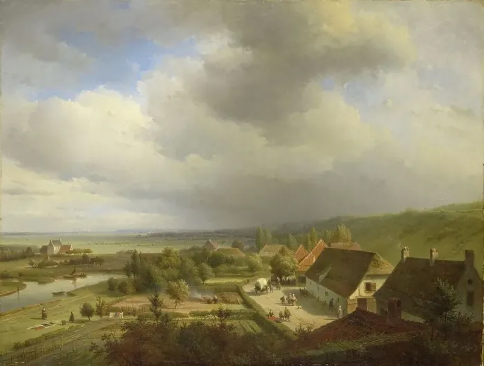 Framed Print : View of the Ooijpolder, seen from the Belvédère in Nijmegen, 1833-1844. Creator: Abraham Johannes Couwenberg Framed Print : View of the Ooijpolder, seen from the Belvédère in Nijmegen, 1833-1844. Creator: Abraham Johannes Couwenberg