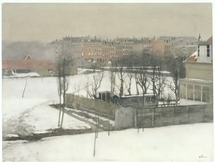 Framed Print : View of the Oosterpark in the snow, c.1870-c.1923. Creator: Willem Witsen Framed Print : View of the Oosterpark in the snow, c.1870-c.1923. Creator: Willem Witsen