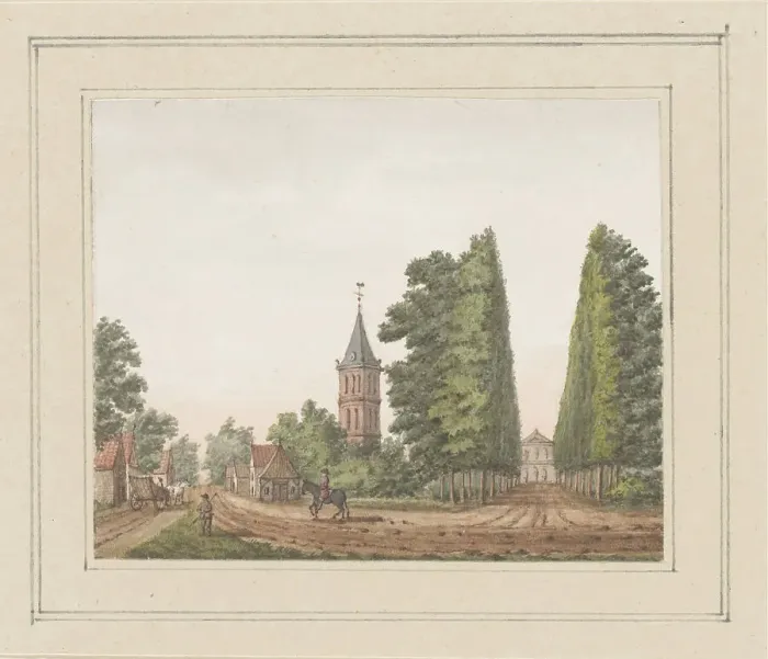 Framed Print : View of Oostkapelle with Huis Rijnsburg in Zeeland, c. 1750-c. 1800. Creator: Anon Framed Print : View of Oostkapelle with Huis Rijnsburg in Zeeland, c. 1750-c. 1800. Creator: Anon