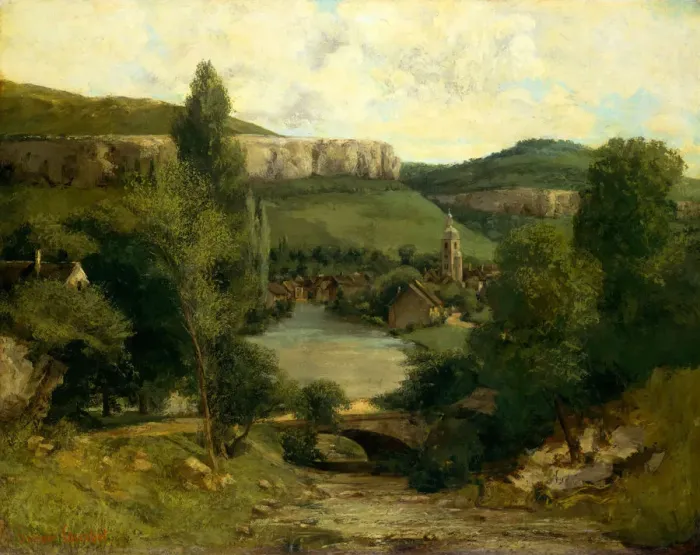 Framed Print : View of Ornans, probably mid-1850s. Creator: Gustave Courbet Framed Print : View of Ornans, probably mid-1850s. Creator: Gustave Courbet