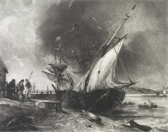 Framed Print : View on the Orwell, 1831. Creator: David Lucas Framed Print : View on the Orwell, 1831. Creator: David Lucas