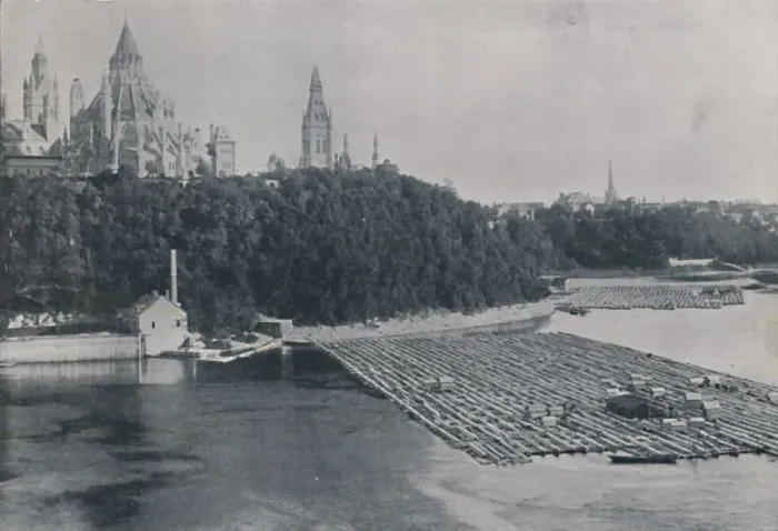 Framed Print : View of Ottawa, with Log-Rafts, 1924 Framed Print : View of Ottawa, with Log-Rafts, 1924