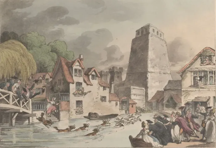 Framed Print : View of Oxford Castle, 1809. 1809. Creator: Thomas Rowlandson Framed Print : View of Oxford Castle, 1809. 1809. Creator: Thomas Rowlandson