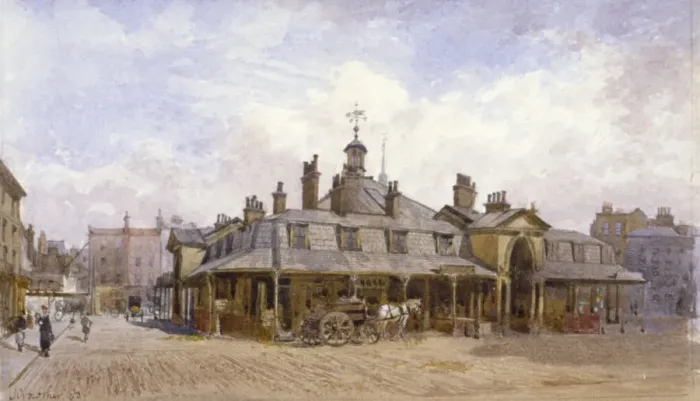 Framed Print : View of Oxford Market, St Marylebone, Westminster, London, c1880. Artist: John Crowther Framed Print : View of Oxford Market, St Marylebone, Westminster, London, c1880. Artist: John Crowther