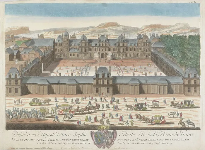 Framed Print : View of the Palace of Fontainebleau, 1725. Creator: Aveline, Antoine (1691-1743) Framed Print : View of the Palace of Fontainebleau, 1725. Creator: Aveline, Antoine (1691-1743)
