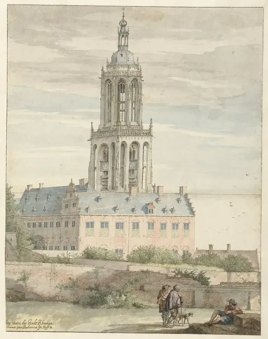 Framed Print : View of the Palace of Frederik V, Elector Palatine, and the Sint-Cunerakerk, Rhenen, 1644. Creator: Pieter Jansz Saenredam Framed Print : View of the Palace of Frederik V, Elector Palatine, and the Sint-Cunerakerk, Rhenen, 1644. Creator: Pieter Jansz Saenredam