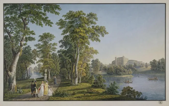 Framed Print : View of the Palace in Gatchina from the Park, 1753. Artist: Lory, Gabriel Ludwig, the Elder (1763-1840) Framed Print : View of the Palace in Gatchina from the Park, 1753. Artist: Lory, Gabriel Ludwig, the Elder (1763-1840)