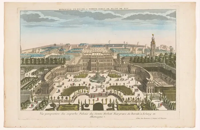 Framed Print : View of the palace of the Margrave of Bayreuth at Erlang, 1700-1799. Creator: Unknown Framed Print : View of the palace of the Margrave of Bayreuth at Erlang, 1700-1799. Creator: Unknown