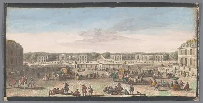 Framed Print : View of the Palace of Versailles, 1700-1799. Creators: Anon, Jacques Rigaud Framed Print : View of the Palace of Versailles, 1700-1799. Creators: Anon, Jacques Rigaud
