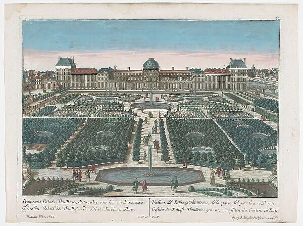 View of the Palais des Tuileries in Paris seen from the Jardin des Tuileries, 1742-1801. Creator: Georg Balthasar Probst