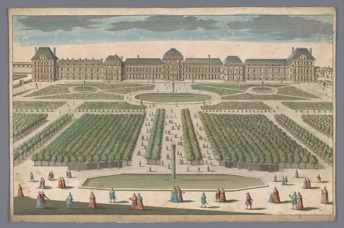 Framed Print : View of the Palais des Tuileries in Paris seen from the Jardin des Tuileries, 1700-1799. Creator: Unknown Framed Print : View of the Palais des Tuileries in Paris seen from the Jardin des Tuileries, 1700-1799. Creator: Unknown