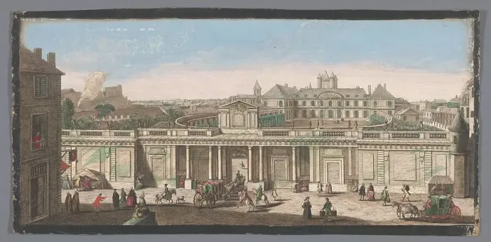 Framed Print : View of the Palais du Temple in Paris, 1700-1799. Creators: Anon, Jacques Rigaud Framed Print : View of the Palais du Temple in Paris, 1700-1799. Creators: Anon, Jacques Rigaud