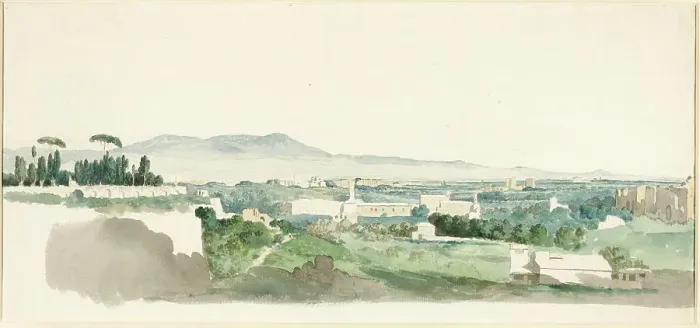 Framed Print : A View from the Palatine Hill, Rome, the Alban Hills in the Distance, c.1775. Creator: Carlo Labruzzi Framed Print : A View from the Palatine Hill, Rome, the Alban Hills in the Distance, c.1775. Creator: Carlo Labruzzi