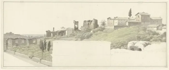 Framed Print : View of the Palatine Hill in Rome, with the Arch of Constantine, c.1809-c.1812. Creator: Josephus Augustus Knip Framed Print : View of the Palatine Hill in Rome, with the Arch of Constantine, c.1809-c.1812. Creator: Josephus Augustus Knip