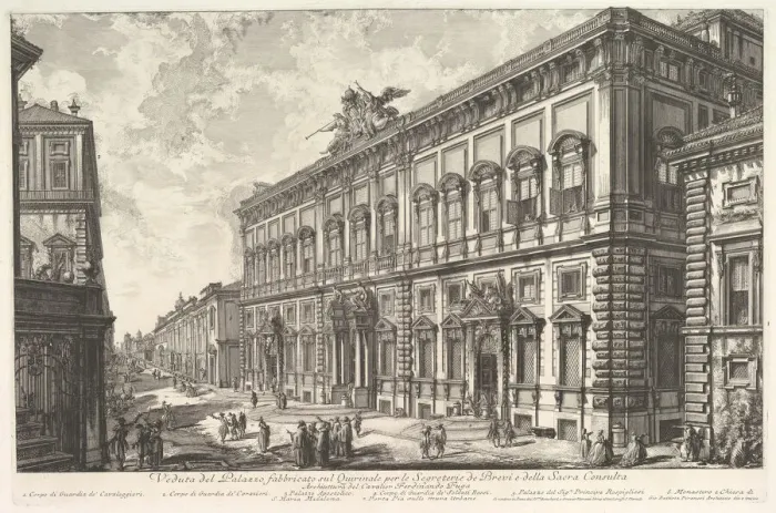 Framed Print : View of the Palazzo della Consulta on the Quirinal housing the Papal Secreteriat, f Framed Print : View of the Palazzo della Consulta on the Quirinal housing the Papal Secreteriat, f