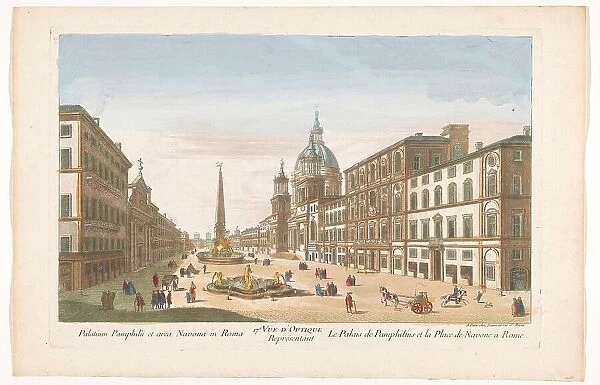 View of the Palazzo Pamphili and Piazza Navona in Rome, 1745-1775. Creator: Anon