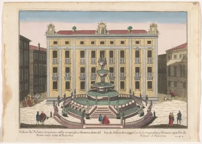 Framed Print : View of the Palazzo Senatorio in Palermo, 1700-1799. Creator: Unknown Framed Print : View of the Palazzo Senatorio in Palermo, 1700-1799. Creator: Unknown