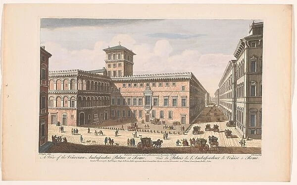 View of the Palazzo Venezia in Rome, 1750. Creator: Thomas Bowles