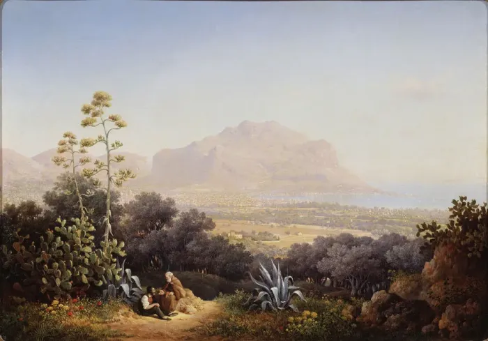 Framed Print : View of Palermo, 1845. Artist: Vorobyev, Sokrat Maximovich (1817-1888) Framed Print : View of Palermo, 1845. Artist: Vorobyev, Sokrat Maximovich (1817-1888)