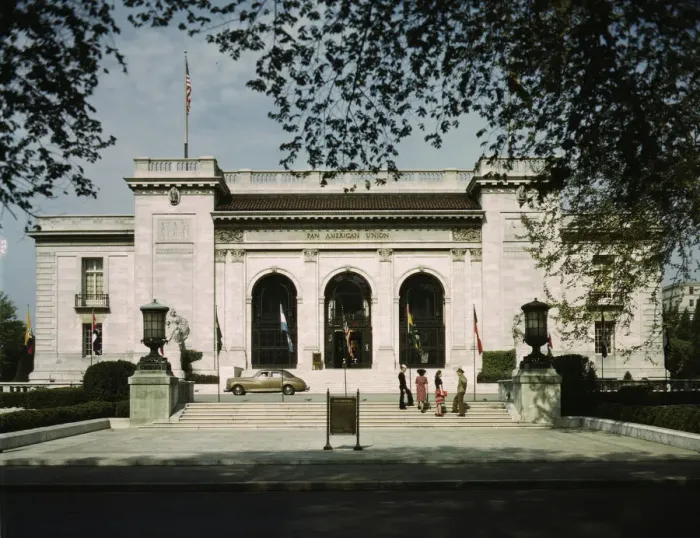 Framed Print : Front view of the Pan American Union, Washington, D. C. 1943. Creator: John Collier Framed Print : Front view of the Pan American Union, Washington, D. C. 1943. Creator: John Collier