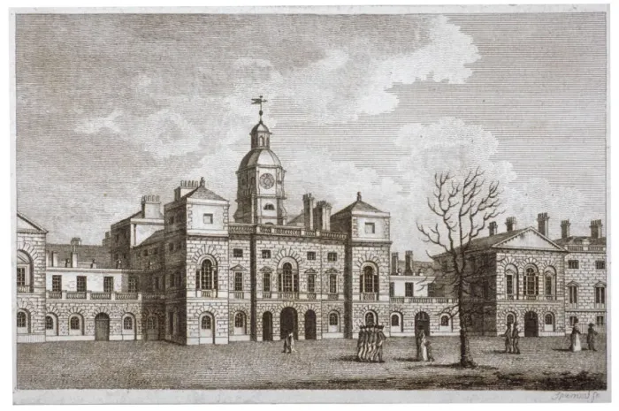 Framed Print : View of the parade at Horse Guards, Westminster, London, c1800 Framed Print : View of the parade at Horse Guards, Westminster, London, c1800