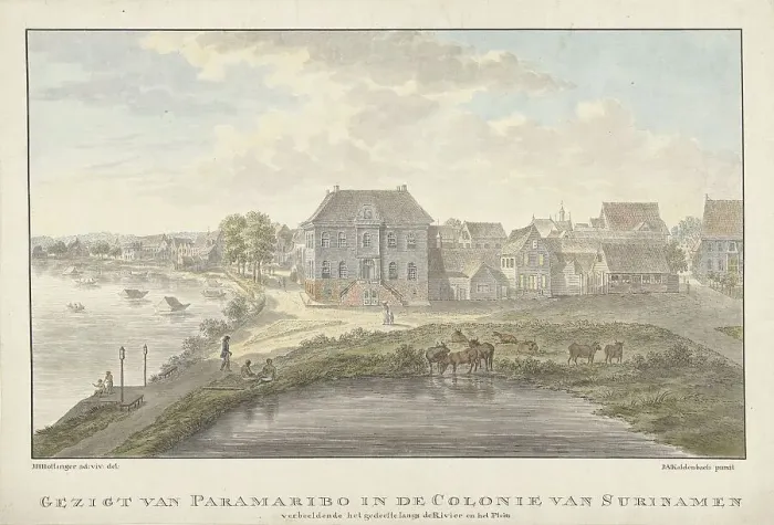 Framed Print : View of Paramaribo, 1770-1818. Creator: Jan Antonie Kaldenbach Framed Print : View of Paramaribo, 1770-1818. Creator: Jan Antonie Kaldenbach