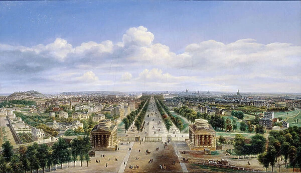 View of Paris, taken from the Arc de Triomphe de l'Étoile, 1843. Creator: Auguste Cadolle